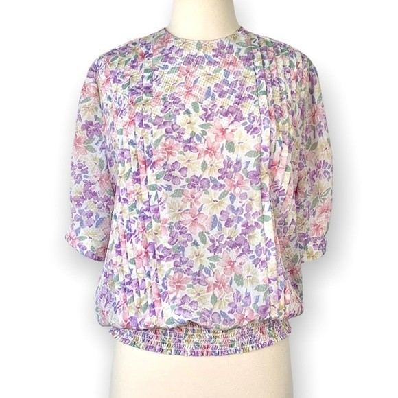 Vintage Floral Short Sleeve Blouse - Picture 1 of 6